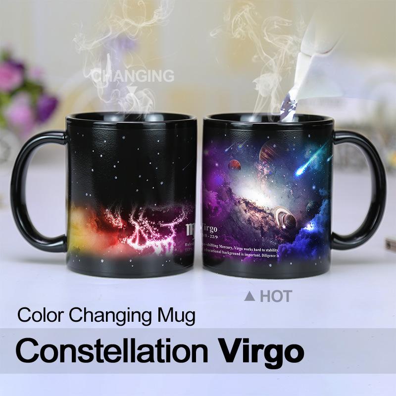 Starry Sky Purple Illusion 12 Constellation Color Changing Water Cup Ceramic Mug Suitable for Couples To Give Gifts