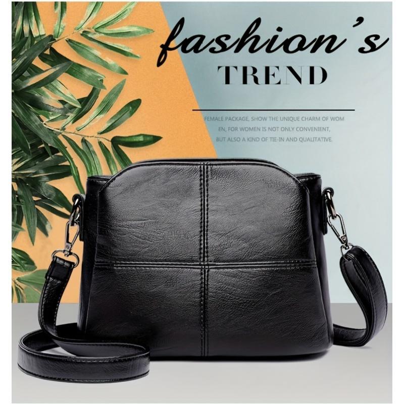 Mini geantă simplă de culoare solidă, geantă din piele PU, geantă de umăr versatilă la modă clasică (9,05"x4,72"x6,69")