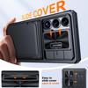 With Card Holder Sliding Camera Cover And Stand For Samsung Galaxy S25 Ultra Phone Case, Anti-Fall PC+TPU Wallet Case-Black