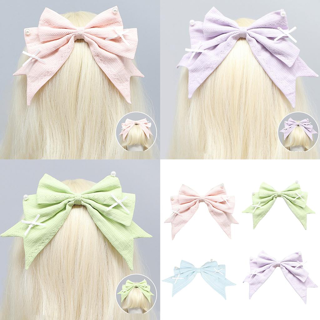 Sweet Bowknot Hair Clip for Women Double Layer Hair Bows 2000s Side Clip Barrettes Girl All Matching Hair Ornament