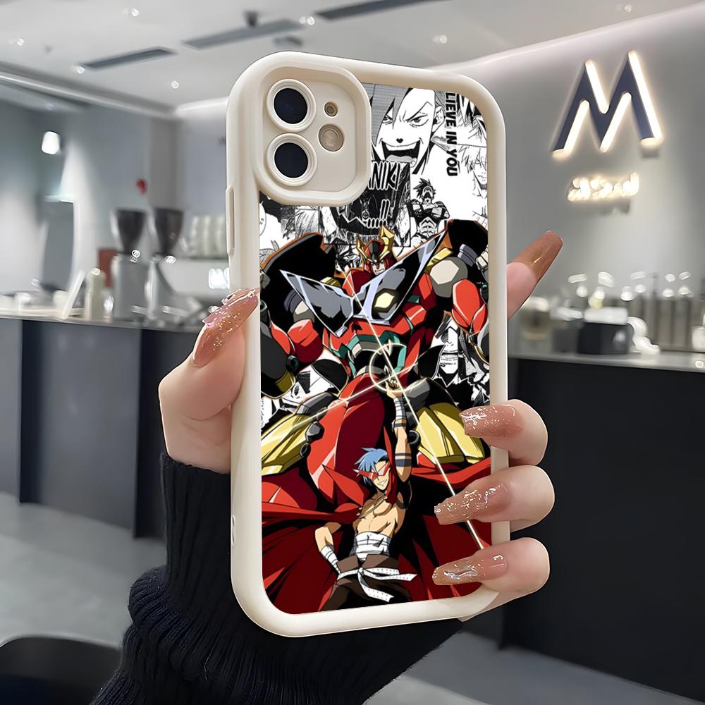 Anime Gurren Lagann Phone Case For IPhone Air 17 Pro Max 16 E 15 14 Pro Max 13 12 11 Mini Plus Soft Silicone White Cover