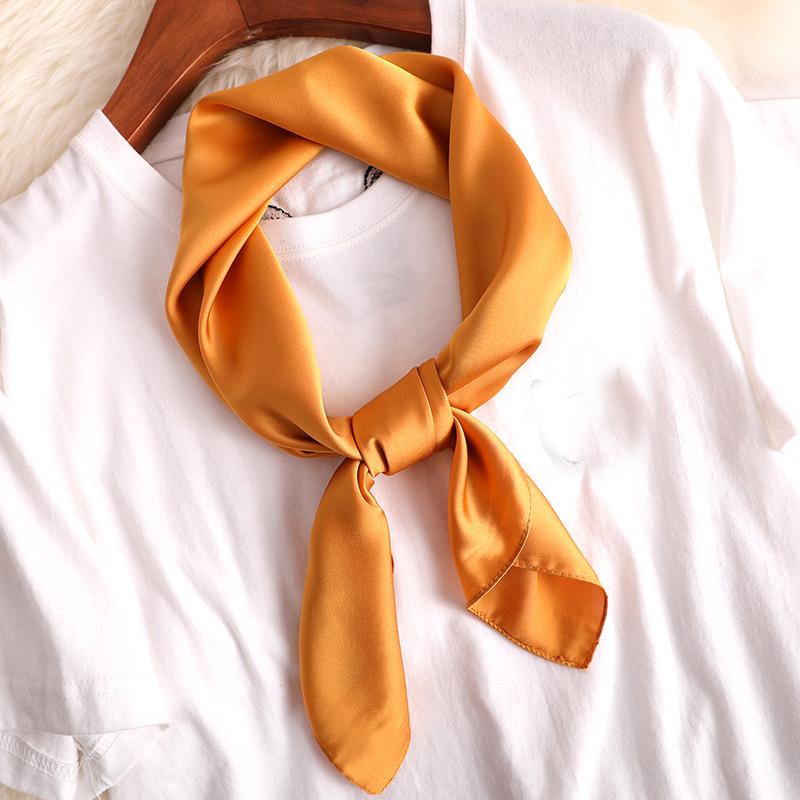 Solid 50s Neck Scarf Solid Color Hair Ribbon Scarf Retro Imitation Silk Necktie Long Skinny Scarf For Purse
