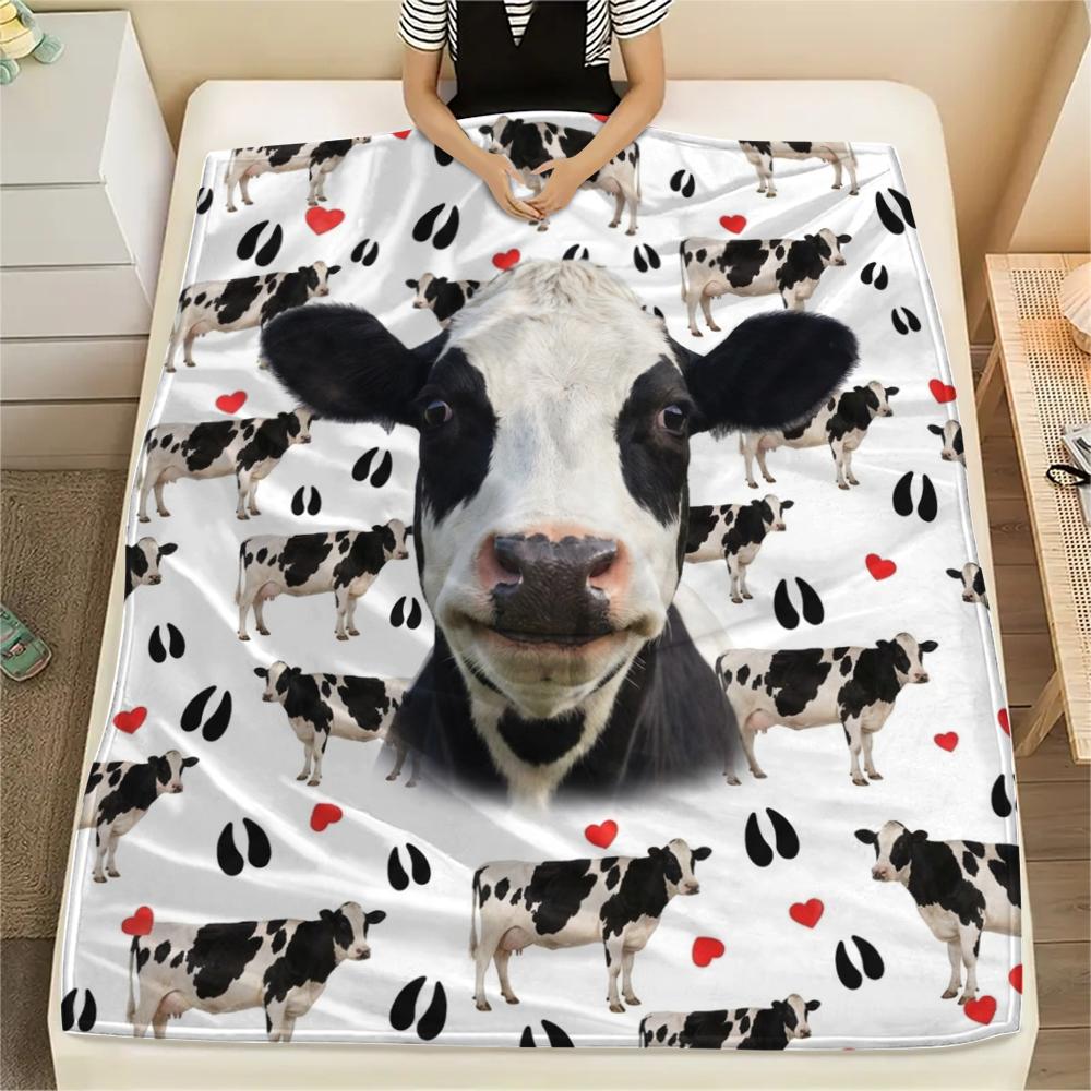 1 ks flanelová deka s potiskem kreslených zvířátek, Vysoká kvalita, Pro všechna roční období, Domácí dekorace, Teplo a pohodlí, Perfektní jako vánoční dárky