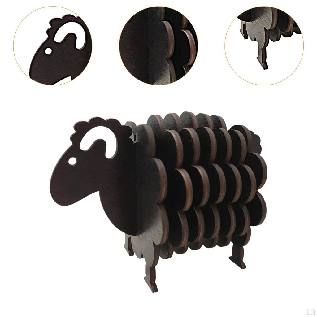 Getränkeuntersetzer, Niedliches Schafdesign, Holzästhetik Dekor, Getränkeuntersetzer mit Halter Wohnung