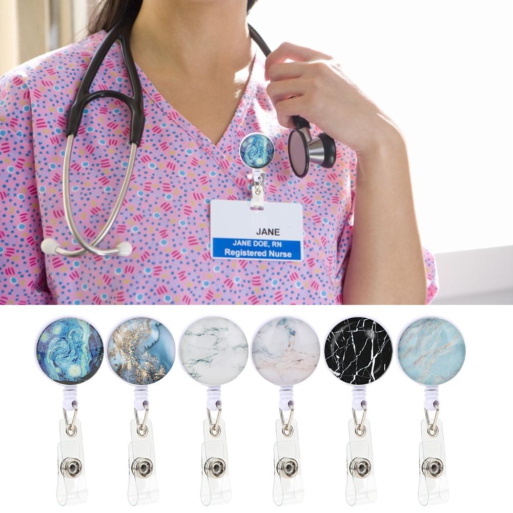 6Pcs Retractable Badge Holder Name Card Badge Reel Clip for Office Worker Physician Nurse Supplies