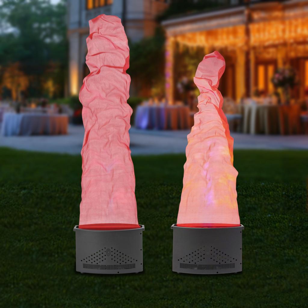 Elliptical Base Fake Plastic Fire Flame Light,Black 24 LED Flame Cloth 1.5m/1.8m Fake Fire Flame Light for Halloween