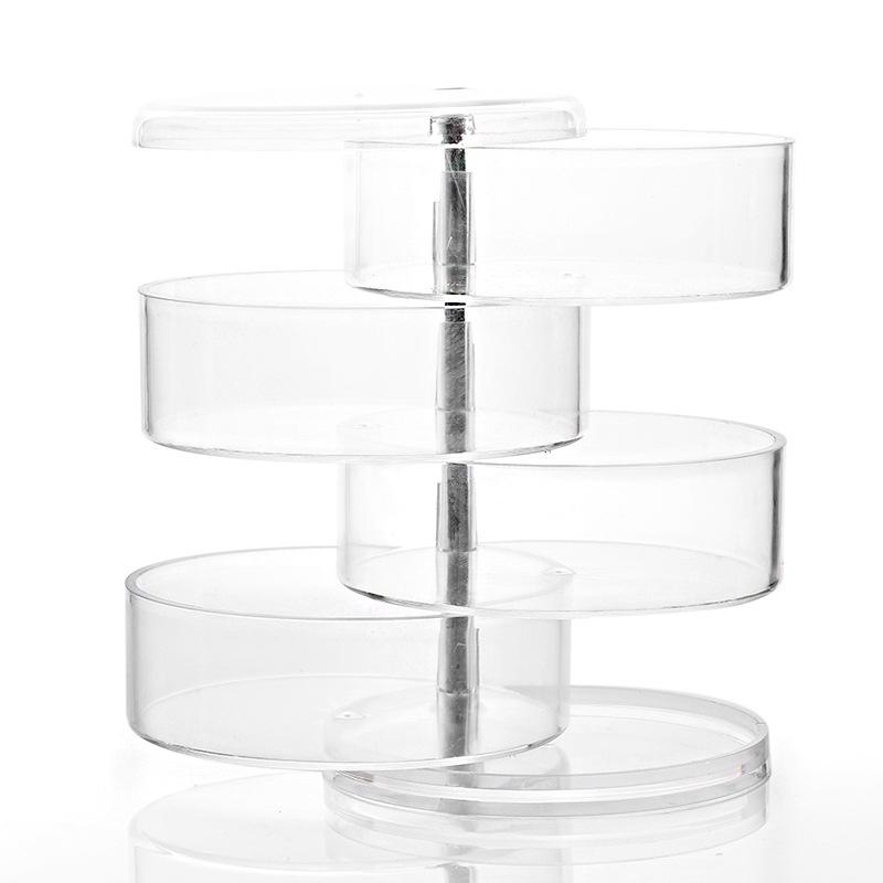 Dustproof Acrylic Earrings Jewelry Storage Box Display Stand Round Rotating Rack Holder ((Not Including Jewelry))