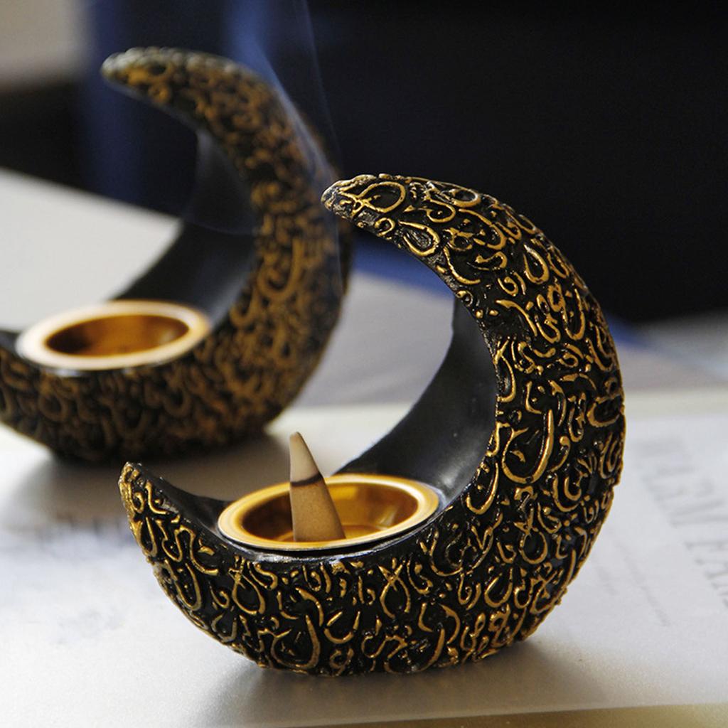 Månrökelsekar Lindra Stress Utsökt Hartsrökelsekar Dekorativt Rökelsekar för Meditationsrum Svart