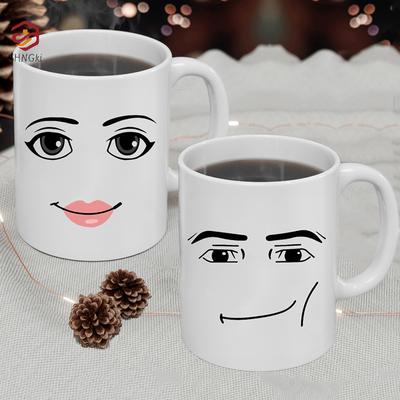 1pc 325ml Funny Men or Woman Faces Coffee Mug Cute Gamer Birthday Gift Back To School Ceramics Cup 11oz