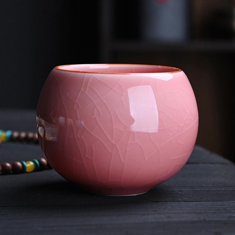 

Janpanese Style Ceramic Teacup Handmade Crackle Glaze Kung Fu Tea Teaware Single Cup Household Samll Tea Bowl Master Cup New рожевий