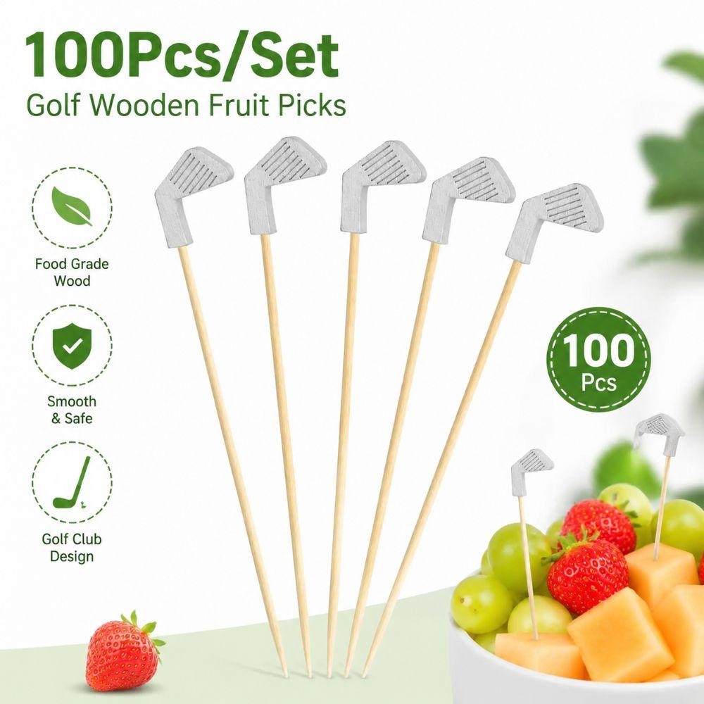 100Pcs/Set Golf Club Head Design Disposable Golf Cocktail Picks Fruit Skewers  Golf Theme Party