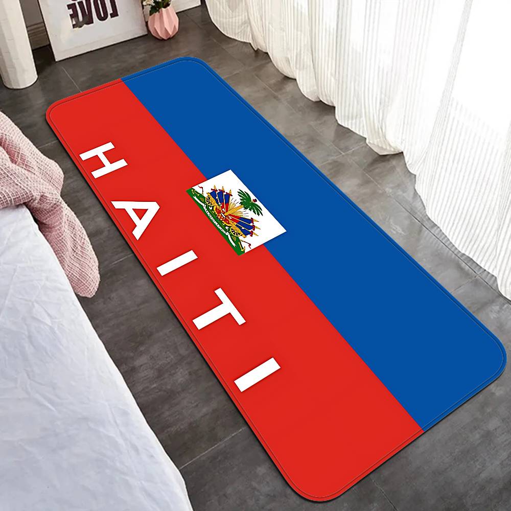 Vintage Haiti Haitian Flag Hallway Carpet Non-Slip Laundry Room Mat Laundry Decor Balcony Child Living Room Toilet Rug