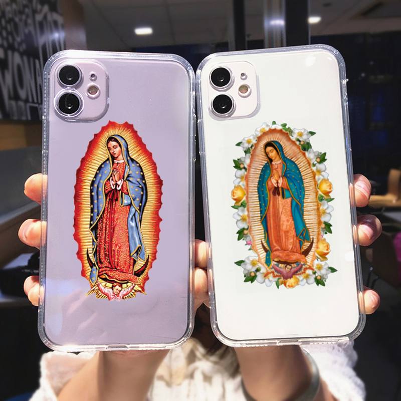 

RUICHI Virgin De Guadalupe Virgen Mary Phone Case For iPhone 11 12 Mini 13 Pro XS Max X 8 7 6s Plus 5 SE XR Transparent Shell iPhone12PRO