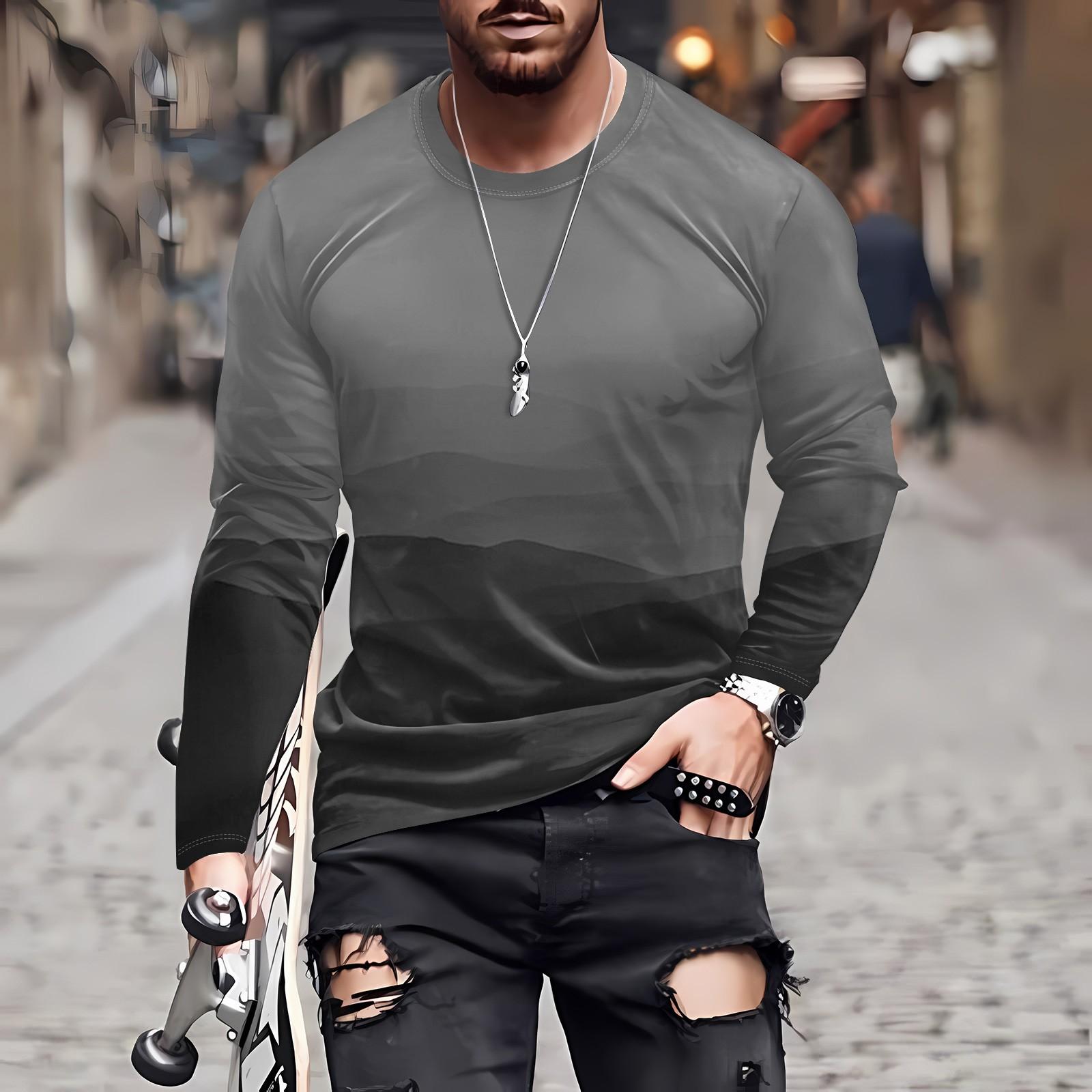 

Муж. Футболка Круглый вырез Одежда Одежда На открытом воздухе Длинный рукав С принтом Модельер Винтаж XXXXL