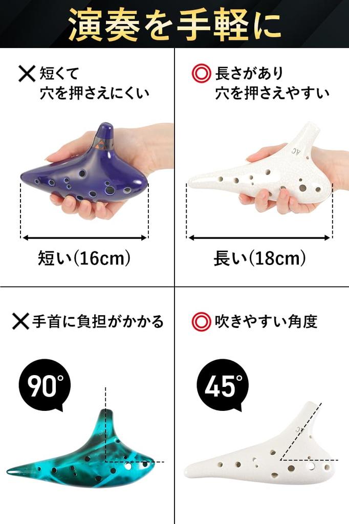 JINSELF by Ocarina Pottery Beginner Set Alto C Beginner Musical Instrument Sheet Music Strap Light Blue [Handmade Artisans] Children's