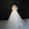 Korean Simple Organza One-word Shoulder White Wedding Dress Tube Top Thin Covering Arms Bride Wedding Trailing Dress Skirt