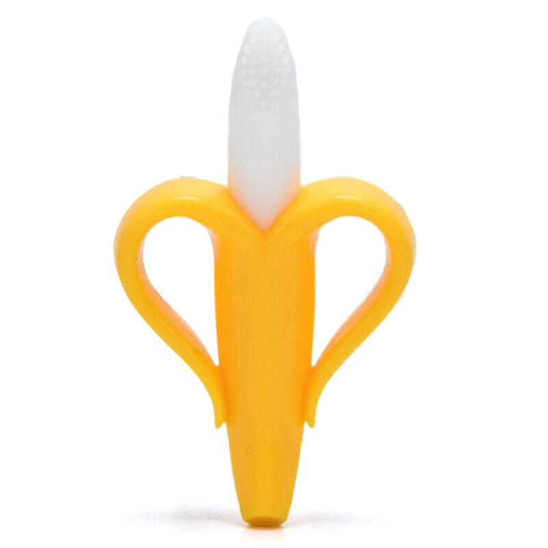 Safe Baby Teether Teething Chew Toy Safe Food Silicone Banana Toothbrush Tool