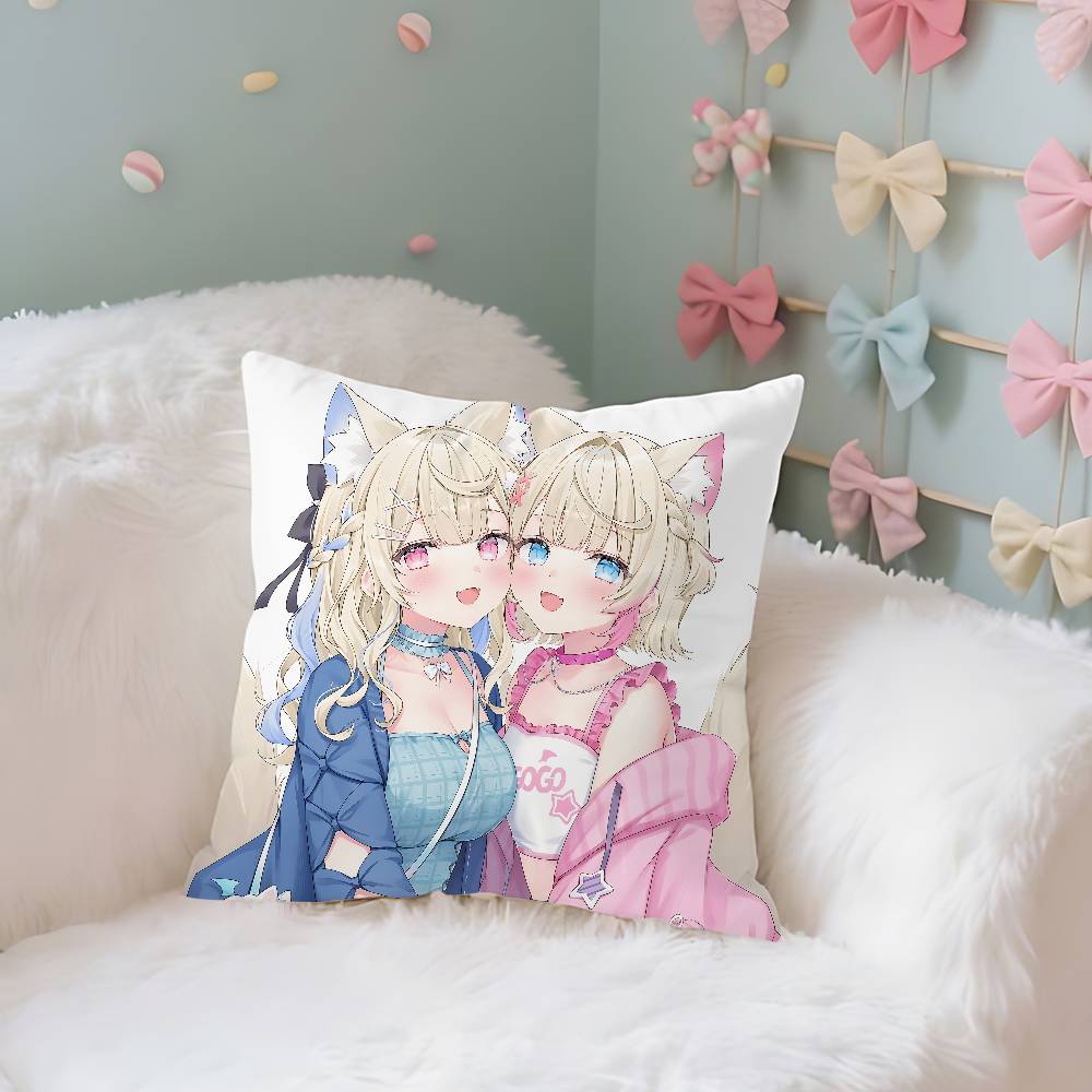 Fuwawa Mococo Hololive Vtuber Pillow Case Pillows For Cover Home Decor Items Living Room Decoration Cushion Covers