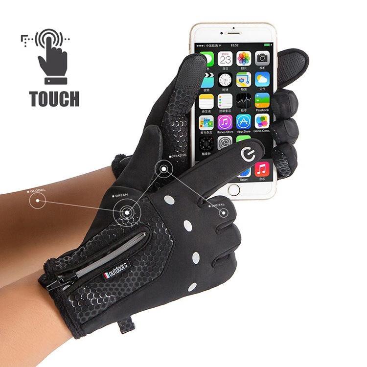 Waterproof Cycling Gloves, Large Size, Winter Touchscreen Compatible, Motorcycle Anti-Cold Fleece-Lined Thick Warm Windproof Winter Gloves