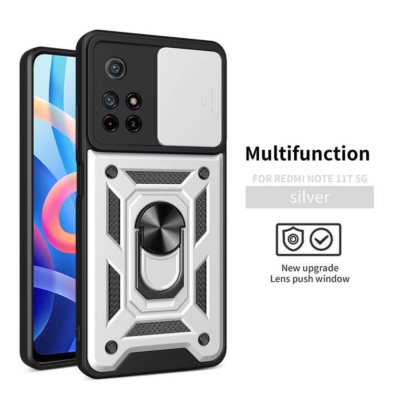 Para Pocco M 4 Pro 4G Case Slide Camera Armor Magnetic Car Holder Phone Cover para Xiaomi Poco M4 Pro Poko Little M4Pro Capa Traseira