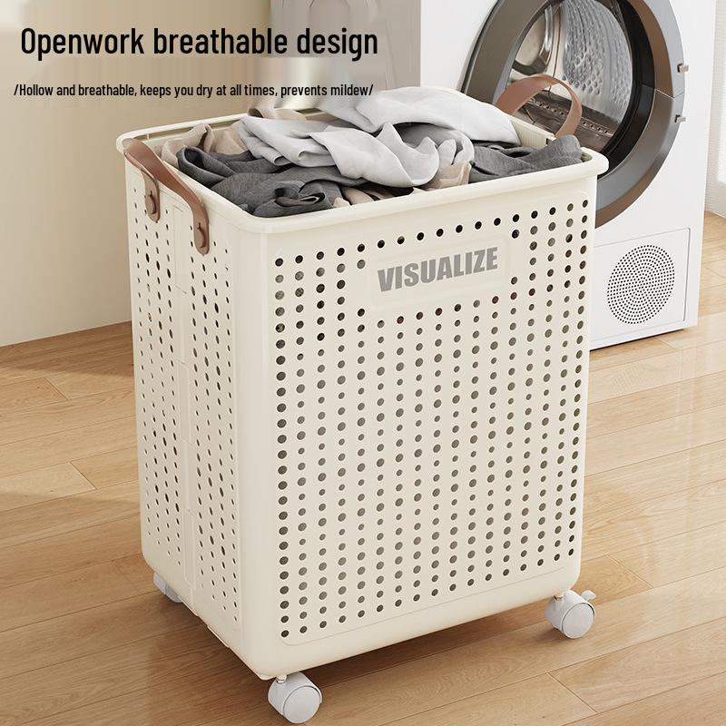 Foldable Laundry Hamper: Large Capacity Floor-Standing Clothes Storage Basket for Bathroom or Household Use.
