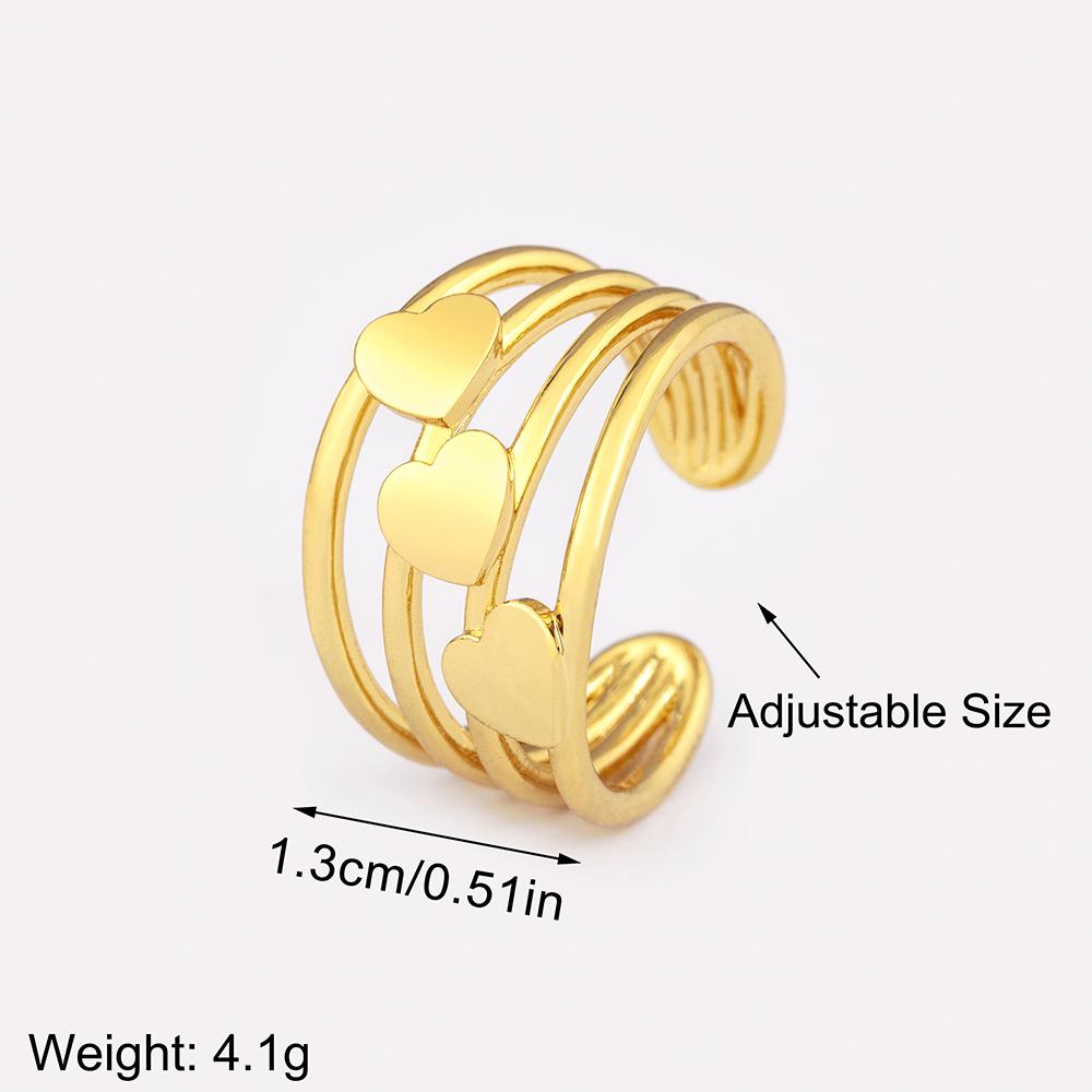 Nidin New Fashion Romantic Heart Shape Multilayer Open Rings Adjustable For Female Male Anniversary Party Finger Jewelry Gifts