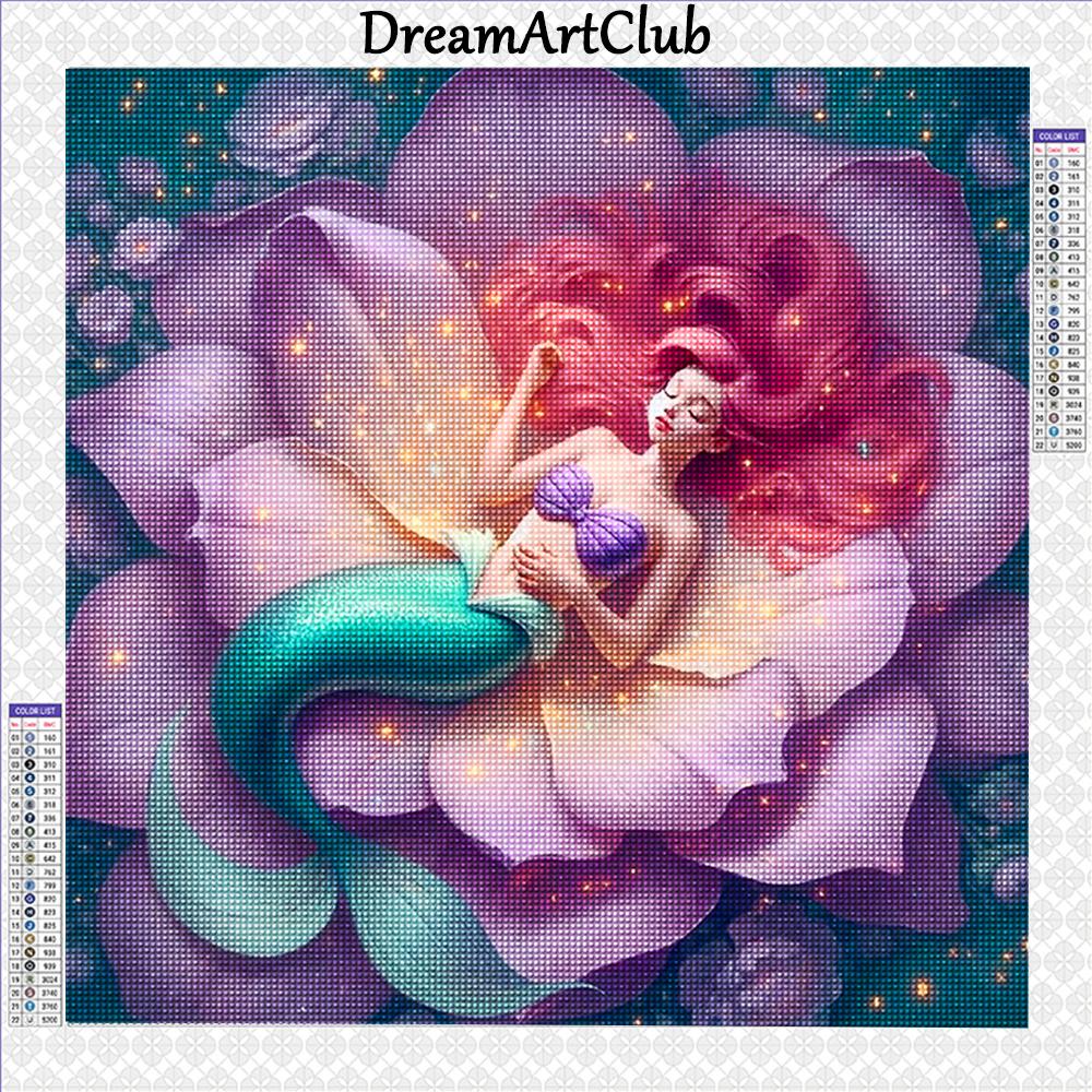 

Алмазная живопись Спящая принцесса Полная мозаика из страз Цветок Ариэль 2025 Новая вышивка Декор комнаты Round 20x20cm