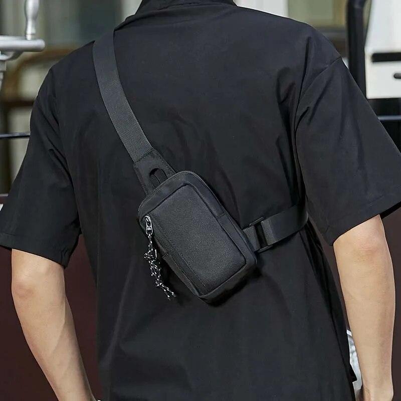 Crossbody Bag Men's Trendy Brand Japanese Street Trend Sports Mini Chest Bag Ins Men's Diagal Shoulder Bag Simple Cross Bag