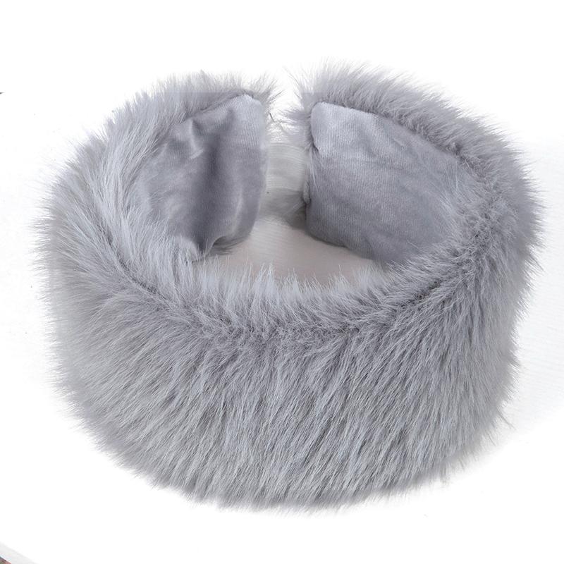 

WTEMPO Осень Зима Теплые Толстые Пушистые Повязки для Волос Искусственный Мех Шляпы с Открытым Верхом Ветрозащитные Холодостойкие Головные Повязки для Улицы 2pcs серый