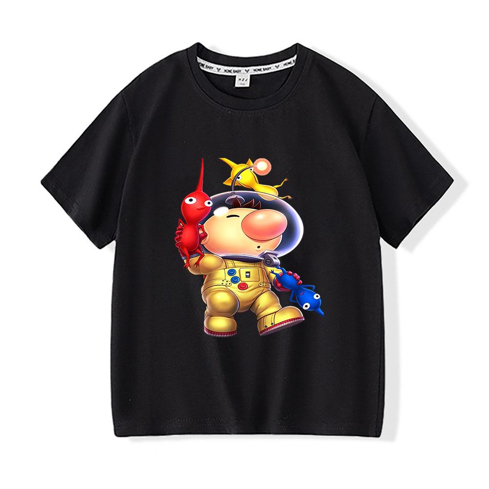 

100% Cotton Game Pikmin Children s T-Shirt Cartoon Graphic Printing Tees Funny Casual Kids Top Soft O-Neck Short Sleeve Summer 100 чёрный