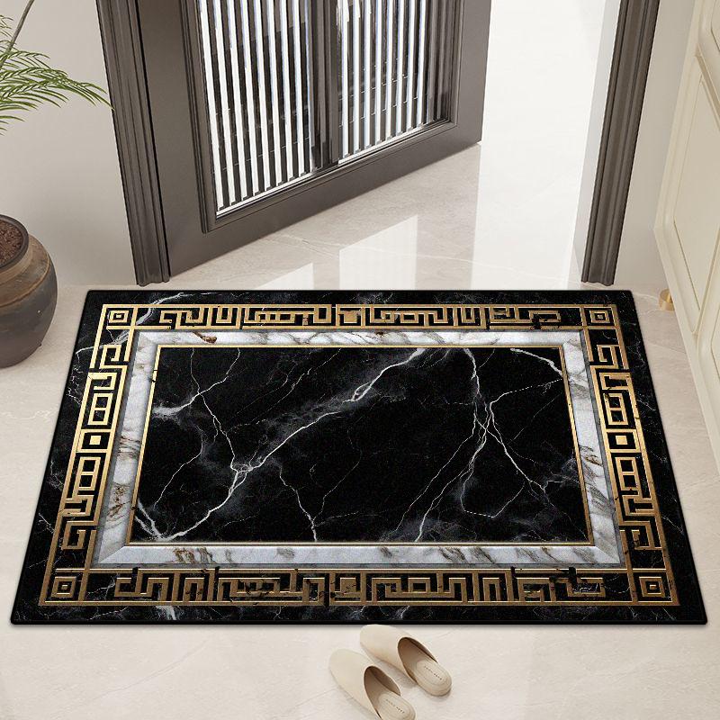 Moderner Marmorstil Heimdeko Luxus Großer Teppich Wohnzimmer Goldene Bordüre Rutschfest Esszimmerteppich Waschbare Fußmatte Eingangstür