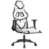 Vidaxl Gaming Armchair with Footrest, White-Black, Faux Leather