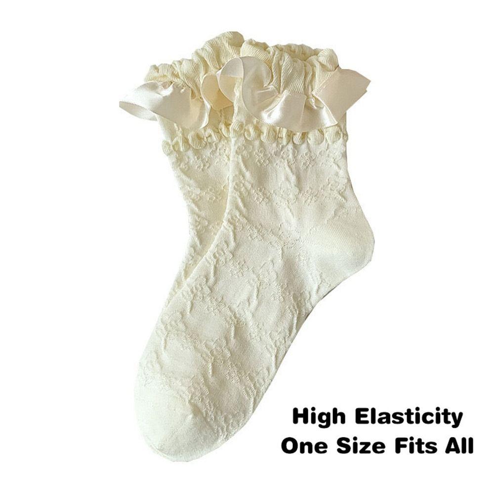 Cotton Mid-Calf Socks White Lace Princess Socks Sweet Lolita Socks  for Women
