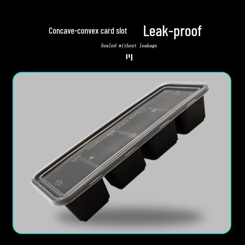 Disposable Black Four-Compartment Lunch Boxes with Lids