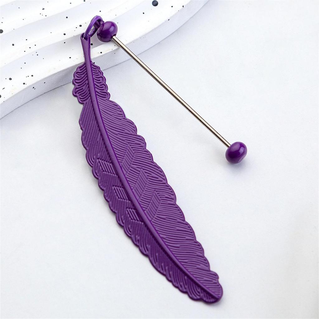 Koralikowe Zakładki Piórkowe Metalowy Uchwyt na Stronę Książki z Zawieszką Piórkową Prezent do Czytania dla Miłośnika Książek Czytelnika