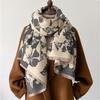 Luxury Brand Cashmere Women Floral Scarf Winter Warm Shawl and Wrap Bandana Pashmina Female Foulard Square Thick Blanket Poncho