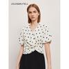 In Stock: Gourcuff Women's Retro Polka Dot Puff Sleeve Waist-Cinched Shirt - 2026 Spring New Arrivals