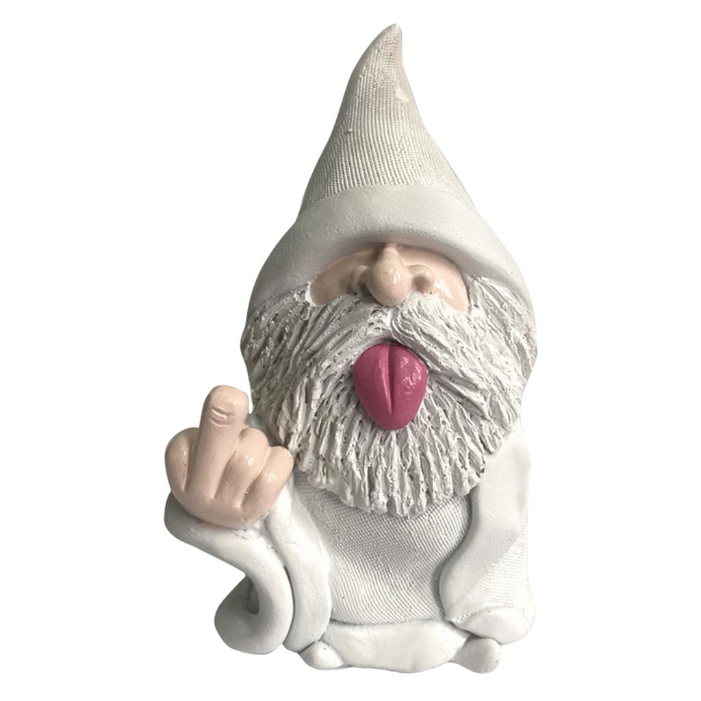 Middle Finger Figurine Ornaments, Funny Garden Gnomes Outdoor Statues 5.9 Inch Dwarf Sculpture Decoration For Patio Outside Yard Decor Housewarming