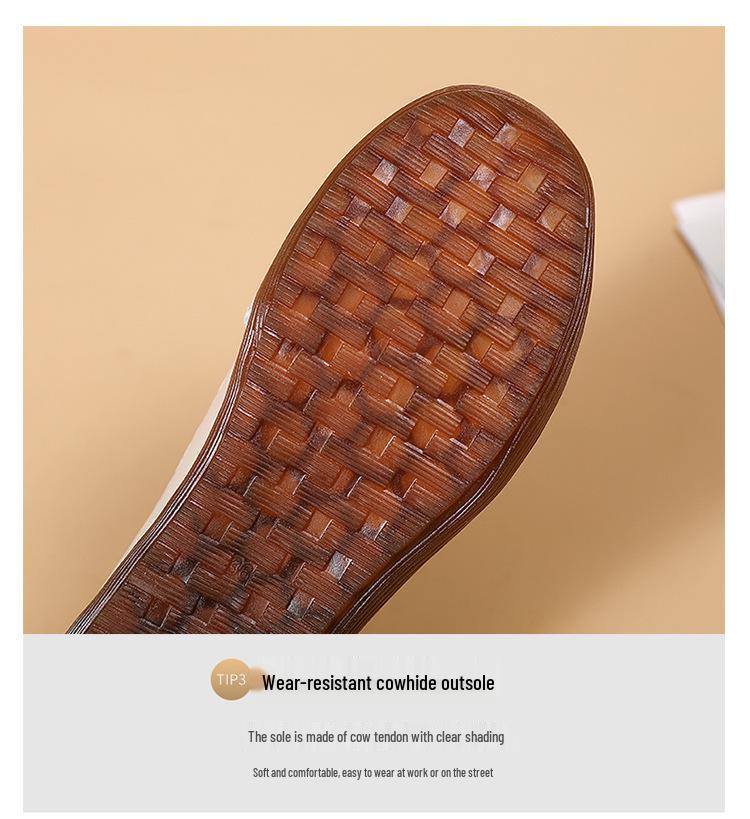 2023 Spring/Autumn Women's Casual Leather Slip-On Shoes with Metal Buckle - Soft Sole, Large Size, Comfort for Moms