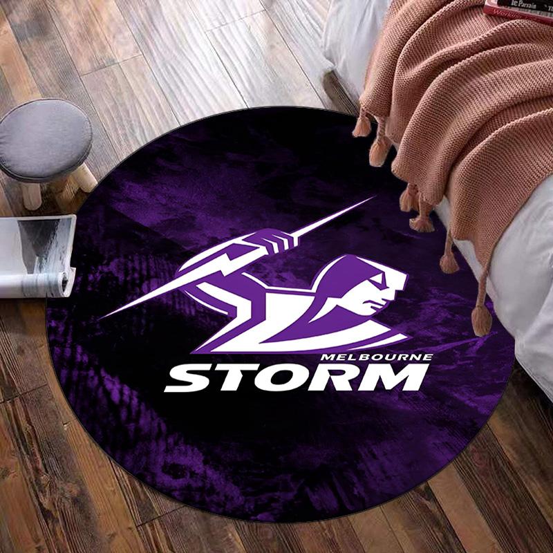 Melbourne Storm Team Round Rug for Livingroom,Bedroom, Palyroom, Chair Rug, Area Rug, Circle Carpet, Fan Christmas Gift