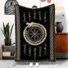 Viking Dragon Throw Blanket with Traditional Geometric Pattern Hypoallergenic AllSeason for Sofa Bed Office Napping Machine Wash
