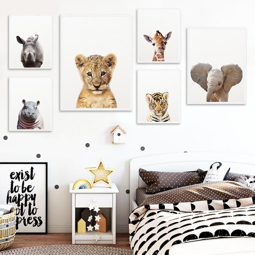 Safari Baby Animals Lion Tiger Zebra Poster Canvas Painting Nursery Wall Art Print Child Room Picture Nordic Kids Bedroom Decor