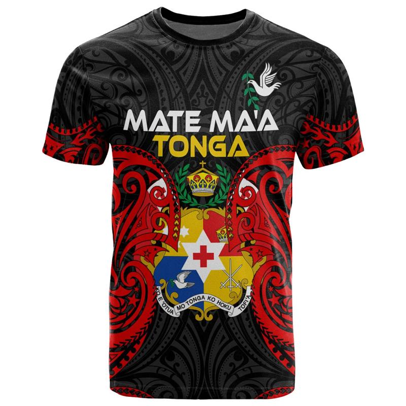 T-shirt da uomo con grafica della bandiera di Tonga, T-shirt oversize stampate in 3D per uomo donna, Top alla moda a maniche corte, Sportswear Streetwear