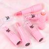 Bow Glitter Lipstick Bright Rose Pink Diamond Lipstick Mirror Pearlescent Shine Waterproof Long-Lasting Glossy Lip Tint Makeup