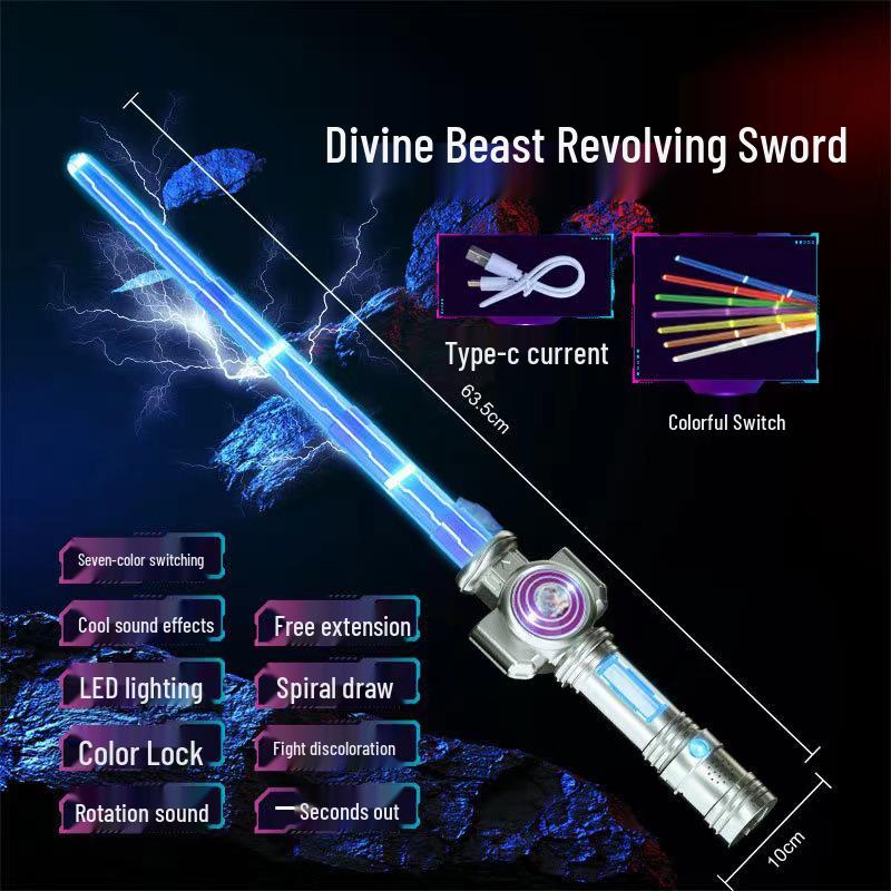 Telescopic Glowing Lightsaber Toy - Mythical Beast Design for Kids