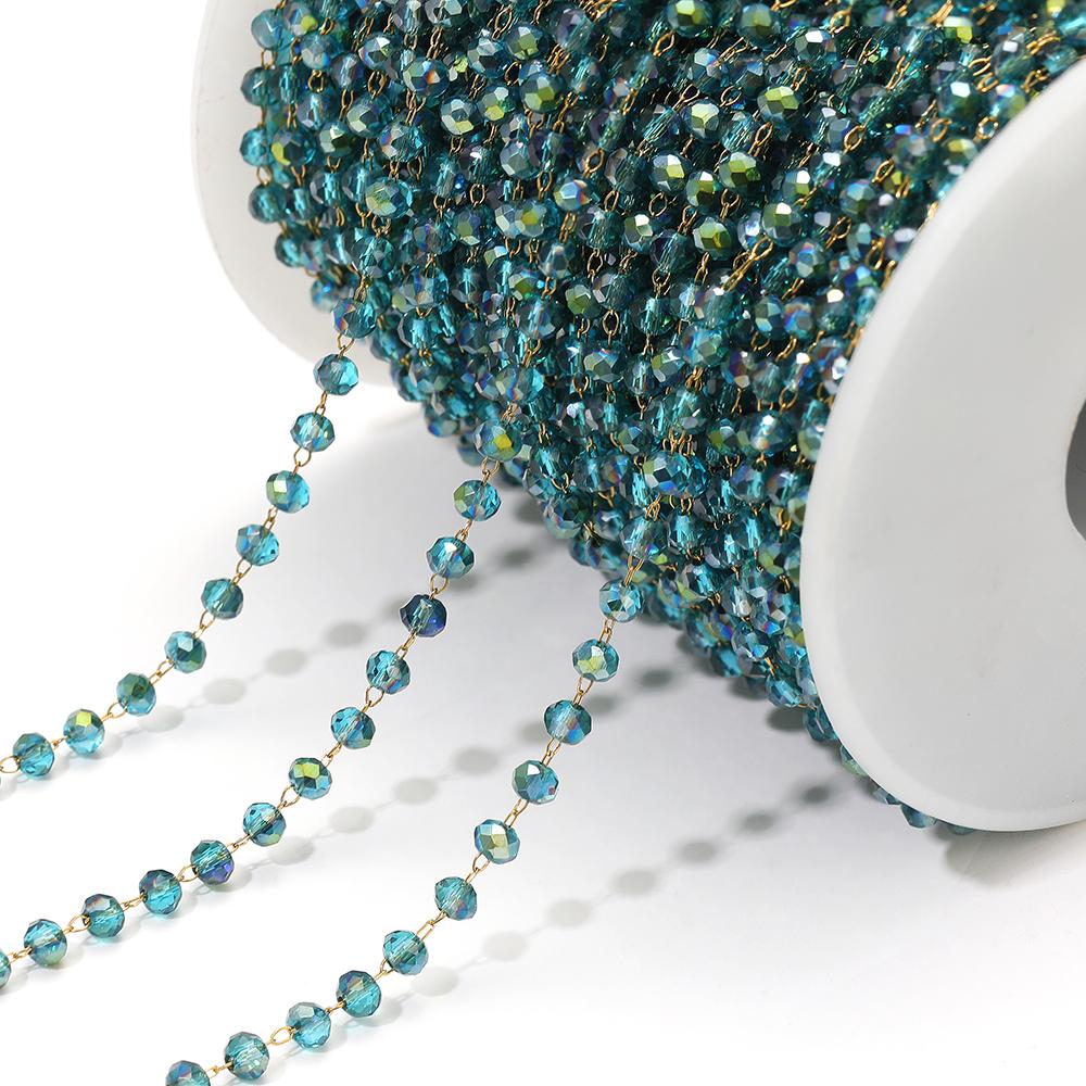 1 Meter Colorful 3mm Beads Beaded Chain Glass Crystal Beads Necklace Chain Accessories for Jewelry Making Components Crafts DIY