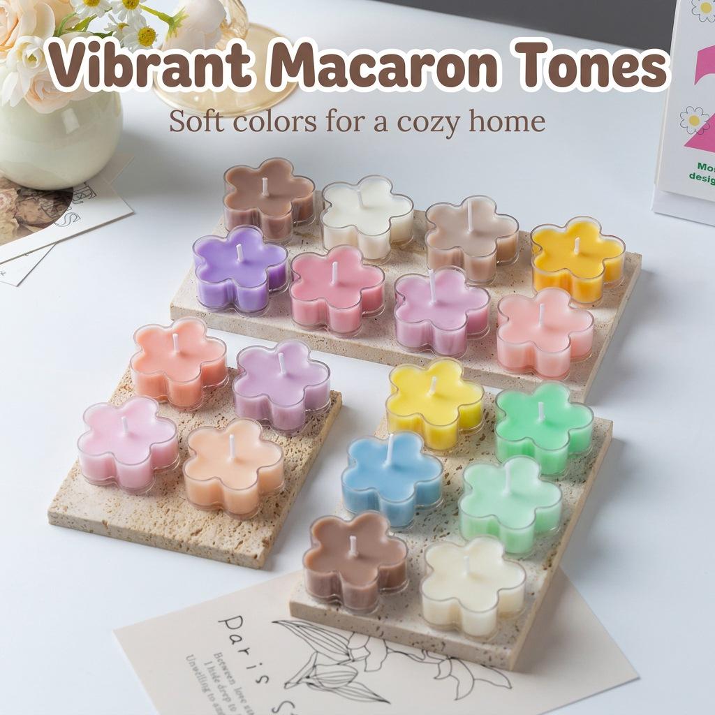 Colorful Flower-Shaped Tea Light Scented Candles - Creative Souvenir & Home Decoration for Birthdays
