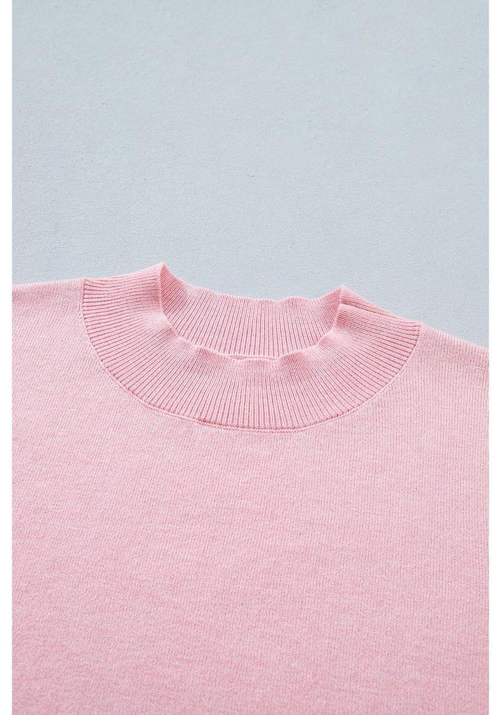 Women's Summer 2026 Color Block Round Neck Knit Top with Wave Edge Trim
