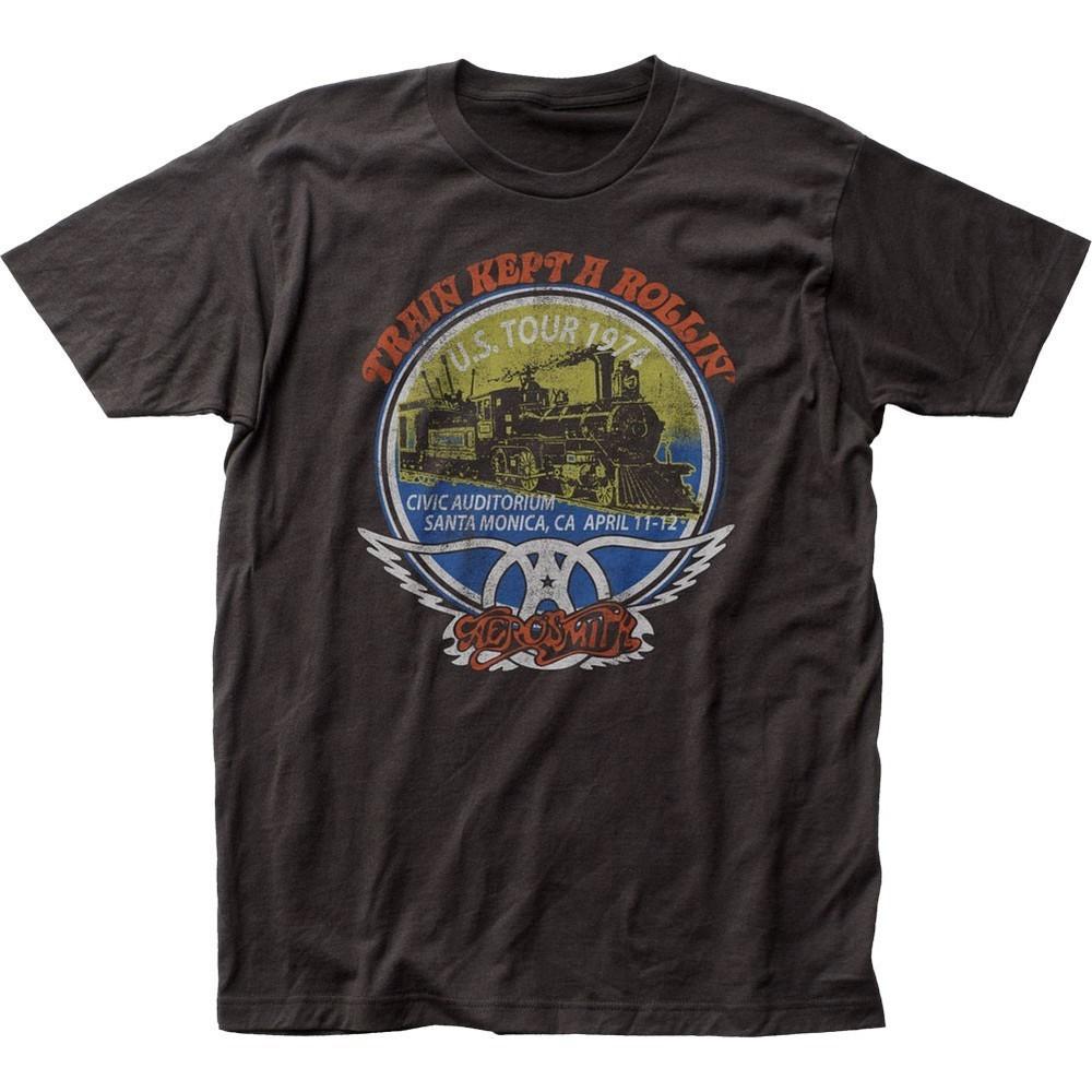 Aerosmith Train Kept A Rollin Mens T Shirt Music Classic Rock Band Tee New Black Unisex T-Shirt Graphic Tee XXXL
