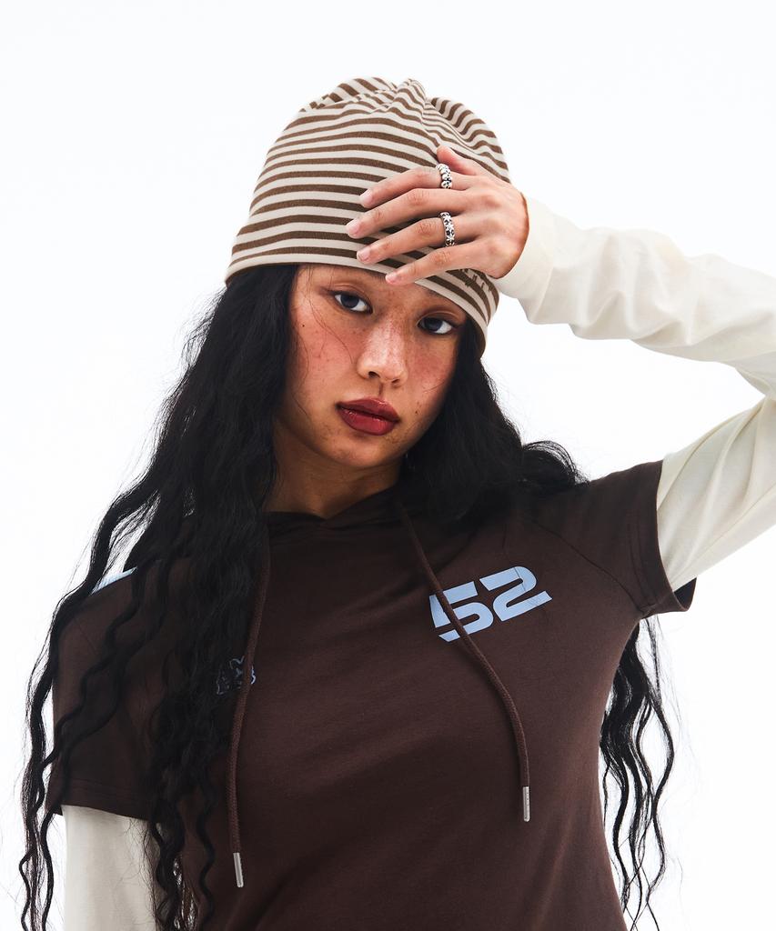 AMES-WORLDWIDE Jersey Stripe Beanie Brown